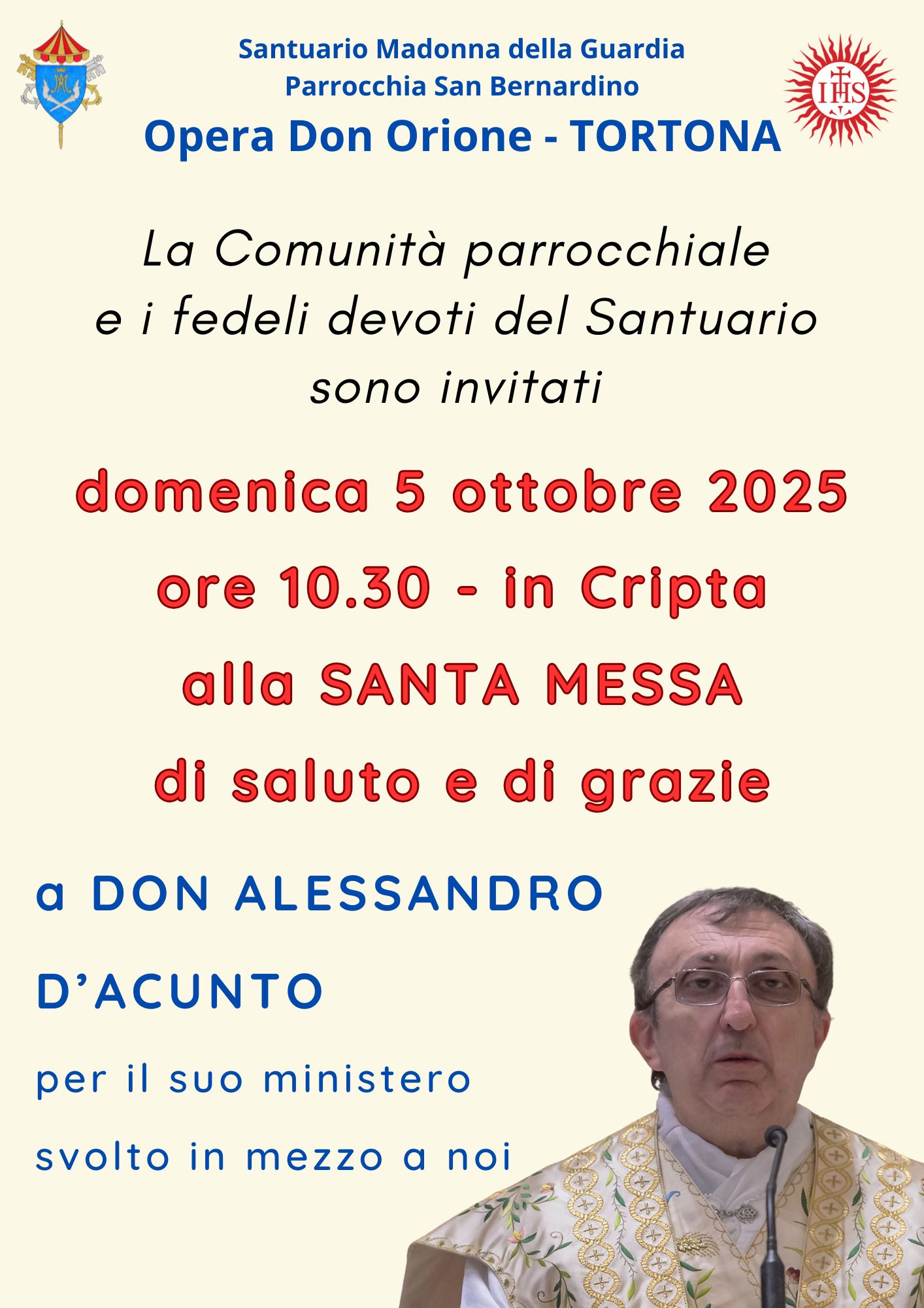𝐃𝐎𝐌𝐄𝐍𝐈𝐂𝐀 𝟓 𝐎𝐓𝐓𝐎𝐁𝐑𝐄 𝟐𝟎𝟐𝟓 – 𝐒𝐀𝐋𝐔𝐓𝐎 𝐃𝐈 𝐆𝐑𝐀𝐙𝐈𝐄 𝐀 𝐃𝐎𝐍 𝐀𝐋𝐄𝐒𝐒𝐀𝐍𝐃𝐑𝐎 𝐃’𝐀𝐂𝐔𝐍𝐓𝐎