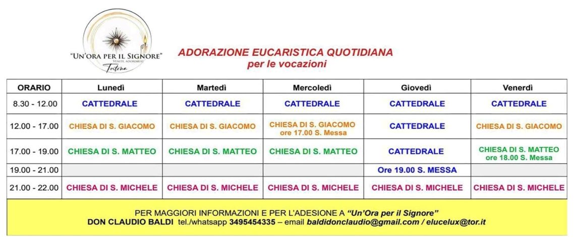 Adorazione Eucaristica quotidiana nelle Chiesa di Tortona