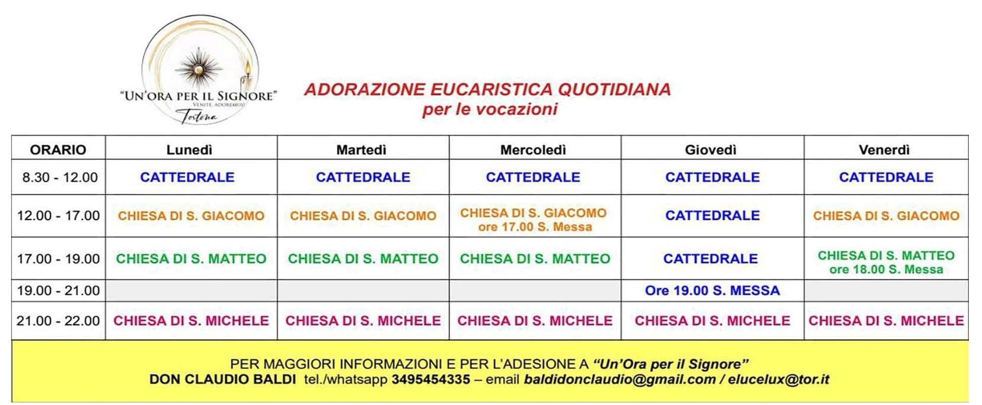 Adorazione Eucaristica quotidiana nelle Chiesa di Tortona