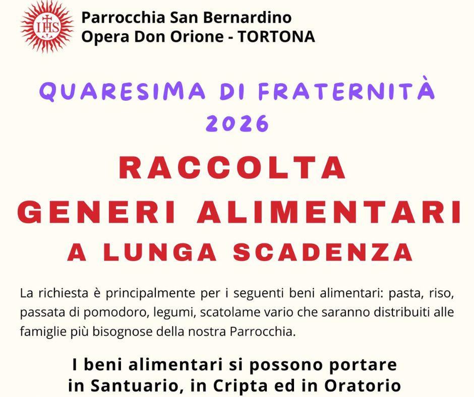 Quaresima di Fraternità: Raccolta Alimentare
