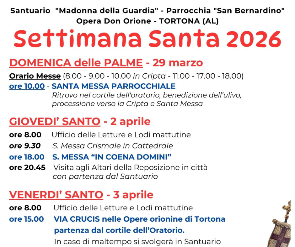 Orari celebrazioni – Settimana Santa 2026