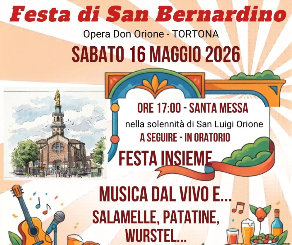 FESTA DELLA PARROCCHIA SAN BERNARDINO IL 16 MAGGIO 2026