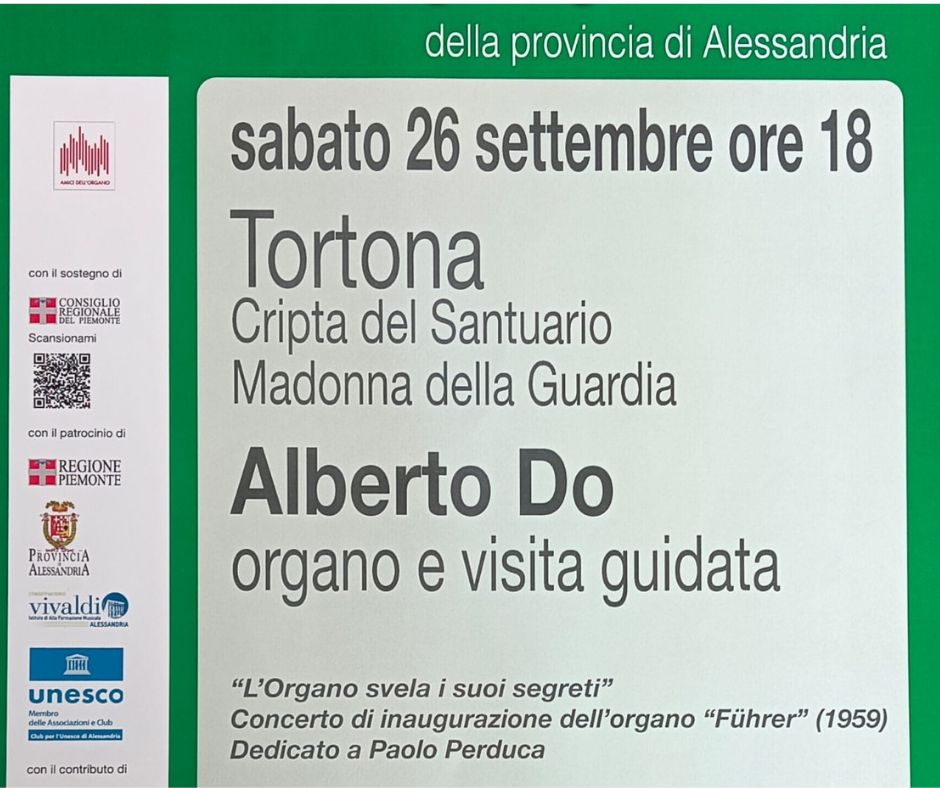 26 settembre – Concerto d’Organo nella Cripta del Santuario di Tortona