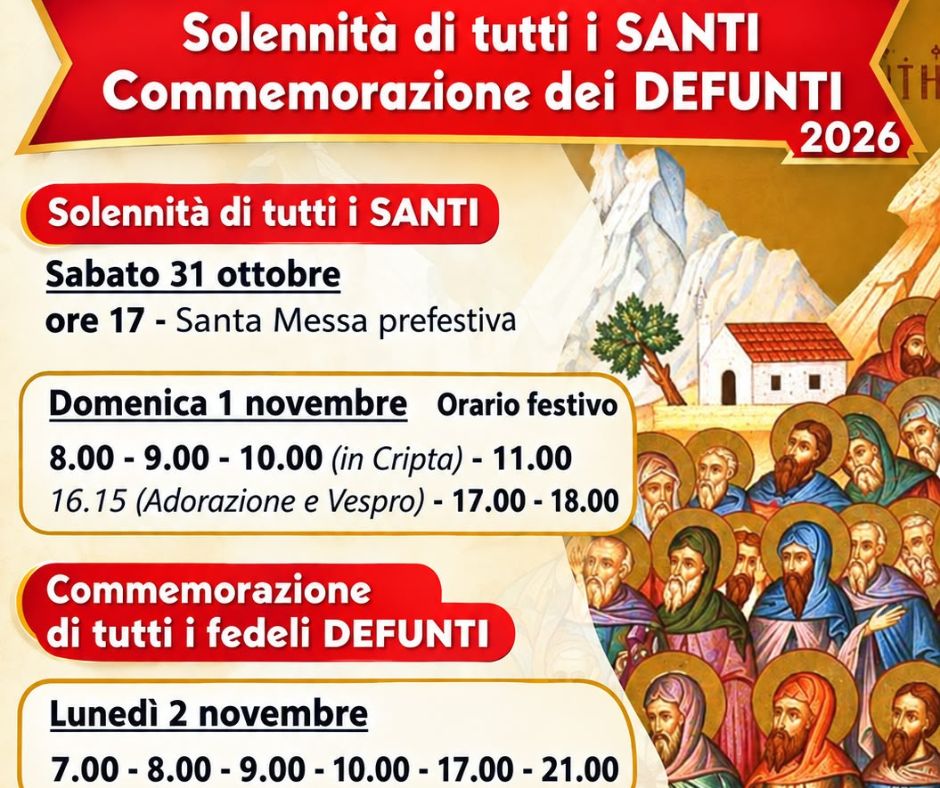 Orari Celebrazioni Tutti i Santi e Commemorazione Fedeli Defunti